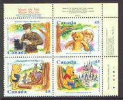 Canada 1996 Winnie the Pooh se-tenant block of 4 SG 1701-04 (Double sheetlet of 16 used as cover for Winnie the Pooh booklet available, price x 4)