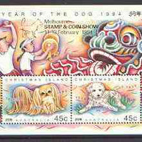 Christmas Island 1994 Chinese New Year - Year of the Dog m/sheet unmounted mint SG MS 388 opt'd for Melbourne Stamp & Coin Show
