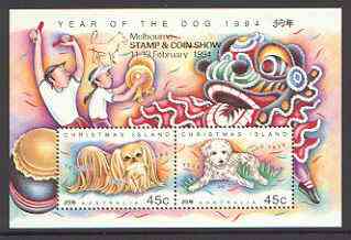 Christmas Island 1994 Chinese New Year - Year of the Dog m/sheet unmounted mint SG MS 388 opt'd for Melbourne Stamp & Coin Show