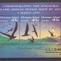 Christmas Island 1993 Seabirds m/sheet unmounted mint SG MS 377 opt'd for Taipei '93 Stamp Exhibition