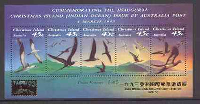 Christmas Island 1993 Seabirds m/sheet unmounted mint SG MS 377 opt'd for Taipei '93 Stamp Exhibition