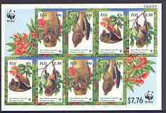 Fiji 1997 WWF - Monkey-faced Bat m/sheet containing 2 sets of 4 unmounted mint, SG MS 990