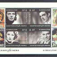 Gibraltar 1995 Centenary of the Cinema m/sheet #2 (I Bergman, V de Sica, M Dietrich & L Olivier) unmounted mint SG MS 756b