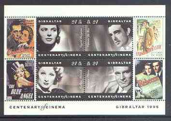 Gibraltar 1995 Centenary of the Cinema m/sheet #2 (I Bergman, V de Sica, M Dietrich & L Olivier) unmounted mint SG MS 756b