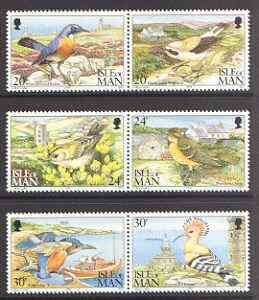 Isle of Man 1994 Calf of Man Bird Observatory set of 6 (3 se-tenant pairs) unmounted mint SG 583-88