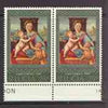 St Lucia 1967 Christmas 25c unmounted mint pair, one stamp with 'broken scroll' flaw (R5/7)