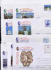 Rumania 2000 Mihail Eminescu (Poet) set of 9 illustrated postal stationery envelopes unused and pristine