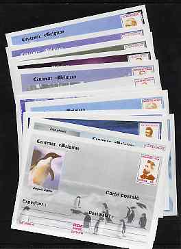 Rumania 1998 Centenary of 'Belgica' Antarctic Expedition complete set of 20 illustrated postal stationery cards, each showing a Polar Explorer, unused and pristine