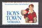 Cinderella - United States 1990 Boys Town, Nebraska fine mint label showing Boy Carrying Another (with blue text and undated)