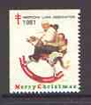 Cinderella - United States 1981 Christmas Lung Association Seal (Ride 'Em Cowboy by Norman Rockwell)*