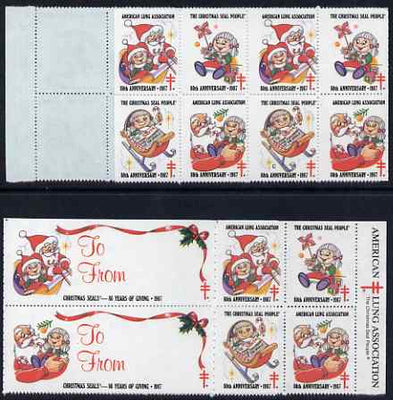 Cinderella - United States 1987 Christmas Lung Association Seals se-tenant strip of 14 (2 large & 12 small labels)