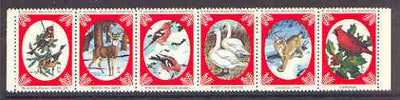 Cinderella - United States 1979 Christmas Seals from the National Wildslife Federation se-tenant strip of 6 (Birds & Animals)