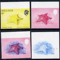 Belize 1984-88 Cushion Star 2c def imperf progressive marginal proofs in blue, red, red & blue and yellow & black, 4 proofs unmounted mint as SG 767