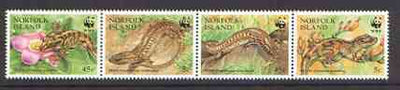 Norfolk Island 1997 WWF - Skinks & Geckos strip of 4 unmounted mint, SG 611a