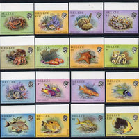 Belize 1984-88 Marine Life definitive set of 16 values each in unmounted mint matched marginal imperf singles (SG 766-81)