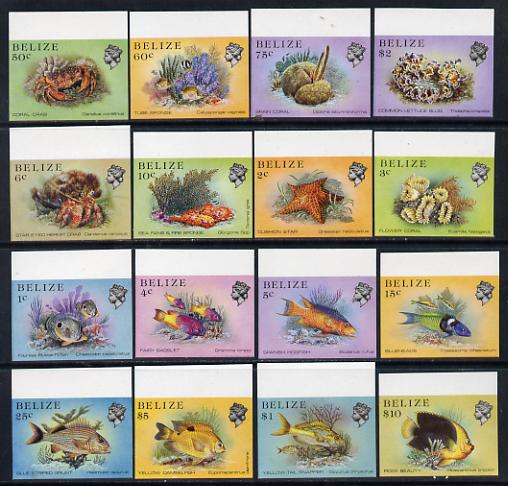 Belize 1984-88 Marine Life definitive set of 16 values each in unmounted mint matched marginal imperf singles (SG 766-81)