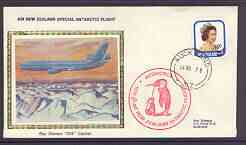 New Zealand 1979 silk cover with Air New Zealand 'Penguin' Antarctic Flight cachet plus Traffic Office cachet on reverse