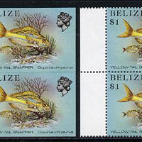 Belize 1984-88 Snapper fish $1 def in unmounted mint imperf pair plus normal pair(SG 778)