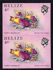 Belize 1984-88 Fairy Basslet 4c def in unmounted mint imperf pair (SG 769)