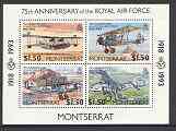 Montserrat 1993 75th Anniversary of Royal Air Force m/sheet unmounted mint, SG MS 926