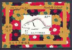Norfolk Island 1996 Chinese New Year - Year of the Rat m/sheet unmounted mint, SG MS 619