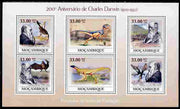 Mozambique 2009 200th Birth Anniversary of Charles Darwin perf sheetlet containing 6 vaues unmounted mint