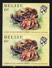 Belize 1984-88 Hermit Crab 6c def in unmounted mint imperf pair (SG 771)