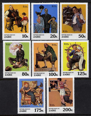 Zaire 1981 Paintings by Norman Rockwell set of 8 (SG 1053-60) unmounted mint