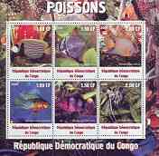 Congo 2000 Fish sheetlet #1 containing 6 values unmounted mint
