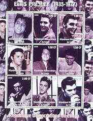 Congo 2000 Elvis Presley perf sheetlet containing 9 values unmounted mint