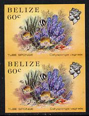 Belize 1984-88 Tube Sponge 60c def in unmounted mint imperf pair (SG 776)