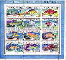 St Kitts 1997 Fishes perf sheetlet containing set of 12 values unmounted mint, SG 473a