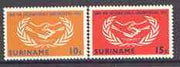 Surinam 1965 International Co-operation Year set of 2 unmounted mint, SG 549-50
