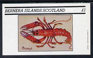 Bernera 1982 Shell Fish (Scampi) imperf souvenir sheet (£1 value) unmounted mint