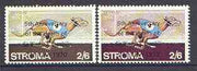 Stroma 1970 Greyhound 2s6d perf single with superb dry print of red opt'd '5th Anniversary of Death of Sir Winston Churchill' (plus normal) unmounted mint