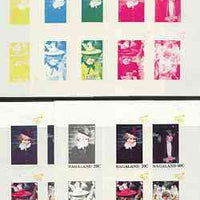 Nagaland 1982 Princess Di's 21st Birthday imperf sheetlet containing set of 4 values, the set of 7 progressive colour proofs comprising the 4 individual colours plus 2, 3 and all 4-colour composites (some wrinkles) unmounted mint