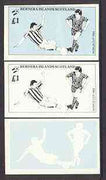 Bernera 1982 Football World Cup imperf souvenir sheet (£1) set of 3 progressive colour proofs comprising the 2 individual colours plus composite (issued design) unmounted mint