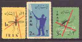 Iran 1960 Anti Malaria Campaign perf set of 3 unmounted mint but brown gum, SG 1212-14