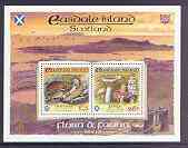 Easdale 1998 19th World Scout Jamboree overprinted in gold on Flora & Fauna definitive 26p (Fungi) & £5 (Animals) perf sheetlet of 2 unmounted mint
