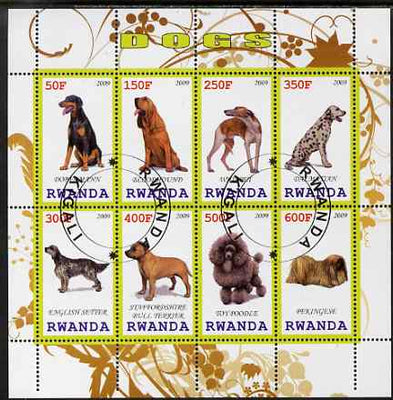 Rwanda 2009 Dogs perf sheetlet containing 8 values fine cto used