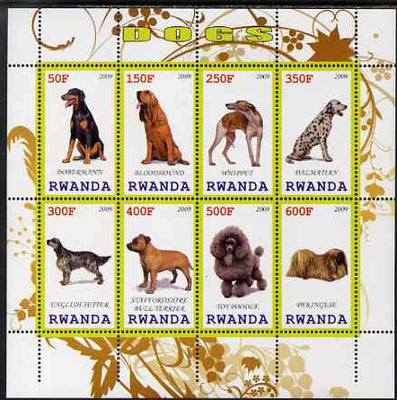 Rwanda 2009 Dogs perf sheetlet containing 8 values unmounted mint