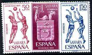Spanish Sahara 1965 Stamp Day (Handball & Arms) set of 3 unmounted mint, SG 243-45