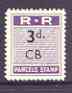 Northern Rhodesia 1951-68 Railway Parcel stamp 3d (small numeral) overprinted CB (Chisamba) unmounted mint*