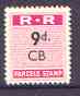 Northern Rhodesia 1951-68 Railway Parcel stamp 9d (small numeral) overprinted CB (Chisamba) unmounted mint*