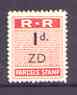 Northern Rhodesia 1951-68 Railway Parcel stamp 1d (small numeral) overprinted ZD (Zimba) unmounted mint*