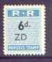 Northern Rhodesia 1951-68 Railway Parcel stamp 6d (small numeral) overprinted ZD (Zimba) unmounted mint*
