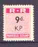 Northern Rhodesia 1951-68 Railway Parcel stamp 9d (small numeral - sans serif) overprinted KP (Kapiri M'Posho) unmounted mint*