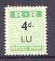 Northern Rhodesia 1951-68 Railway Parcel stamp 4d (small numeral) overprinted LU (Luanshya) unmounted mint*