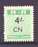 Northern Rhodesia 1951-68 Railway Parcel stamp 4d (small numeral) overprinted CN (Chingola) unmounted mint*
