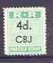 Northern Rhodesia 1951-68 Railway Parcel stamp 4d (small numeral) overprinted CBJ (Chambishi) unmounted mint*